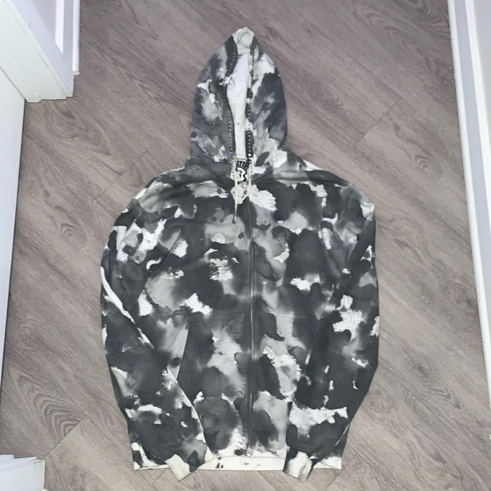 Custom Glitter Tye Dye Hoodie | Rinestones on hood |